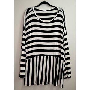 NWOT‎ Chic Soul Women’s Plus Size 2X Top Blouse Black & White Stripes